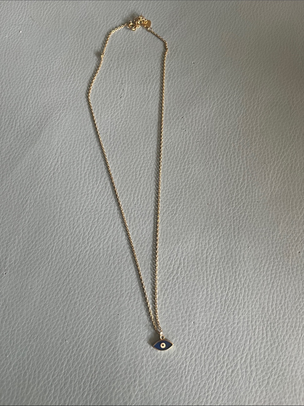 Gold Necklace with Blue Evil Eye Pendant